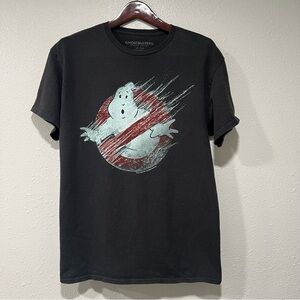 Ghostbusters Frozen Empire Big Logo Shirt Size Large Black Short Sleeve Ghost